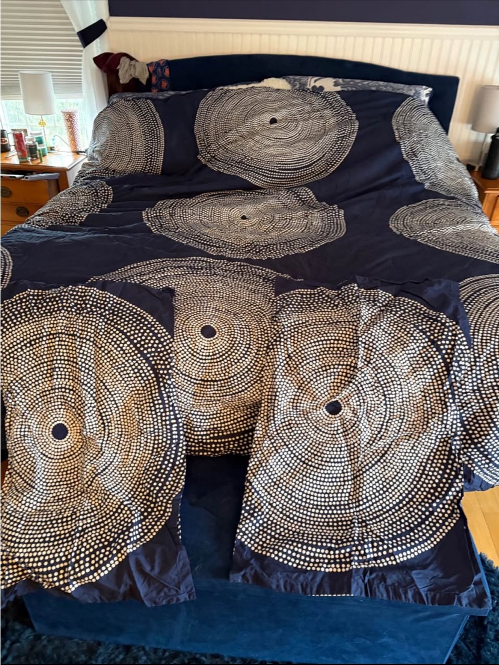 Navy Blue Circular Dot Pattern Duvet Cover - Brand